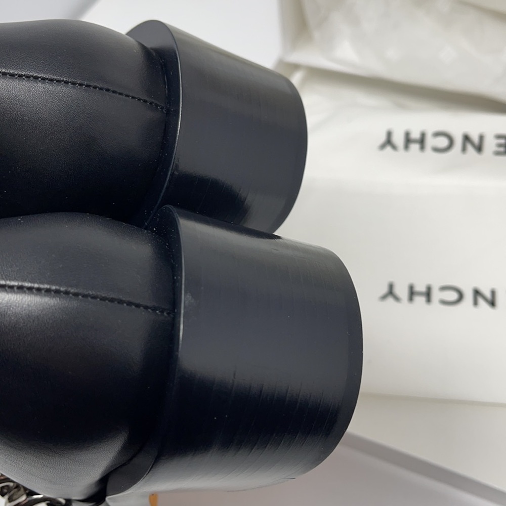 Givenchy Black Leather Silver Chain Ankle Boots NIB - Picture 15 of 15